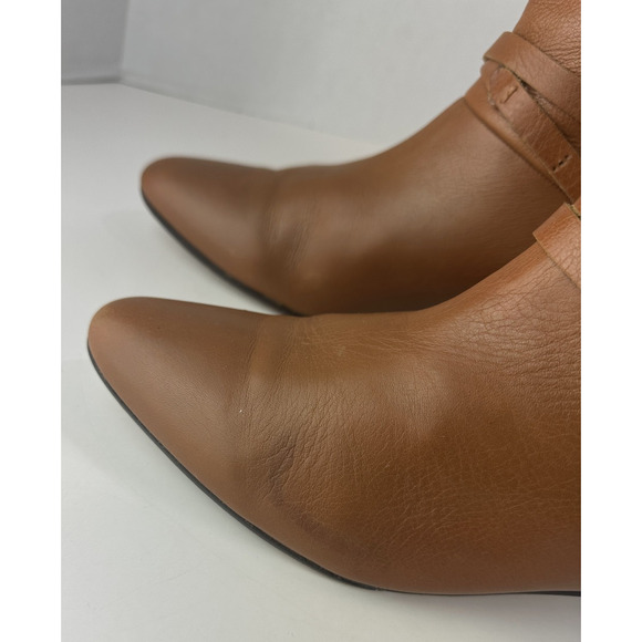 Frye Mid Calf Leather Boots Pull On Harness Strappy Brown Women's 8.5 M 37444 - Picture 14 of 16